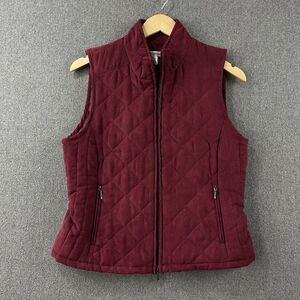 Croft & Barrow Petite S Quilted Vest Burgundy Wine Tone Zip Up NWOT